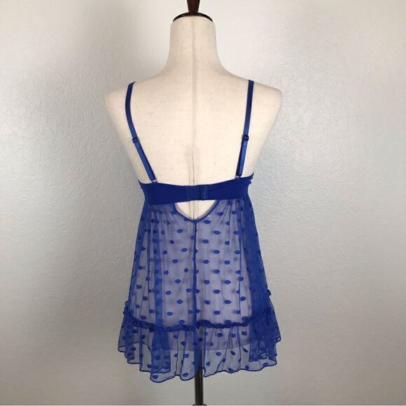 International Intimates royal blue polkadot underwire teddie top M - Picture 3 of 7